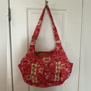 LEMON HILL Quilted Floral Red and Cream Women's Bag NWOT